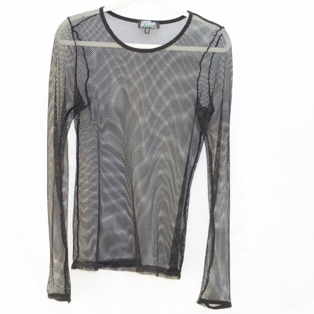 Vgt Lip Service Black Mesh Fishnet Long Sleeves Top Goth Punk Dead-Stock Sz XXL